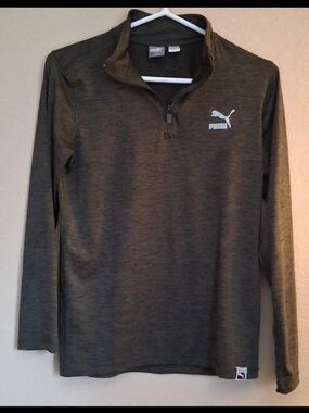 Puma Dark Gray Long-Sleeve Half-Zip Hoodie